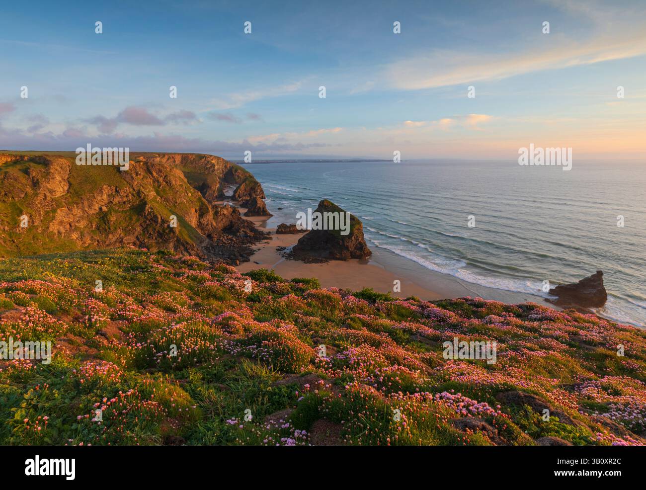 Bedruthan Steps Cornwall Stock Photo