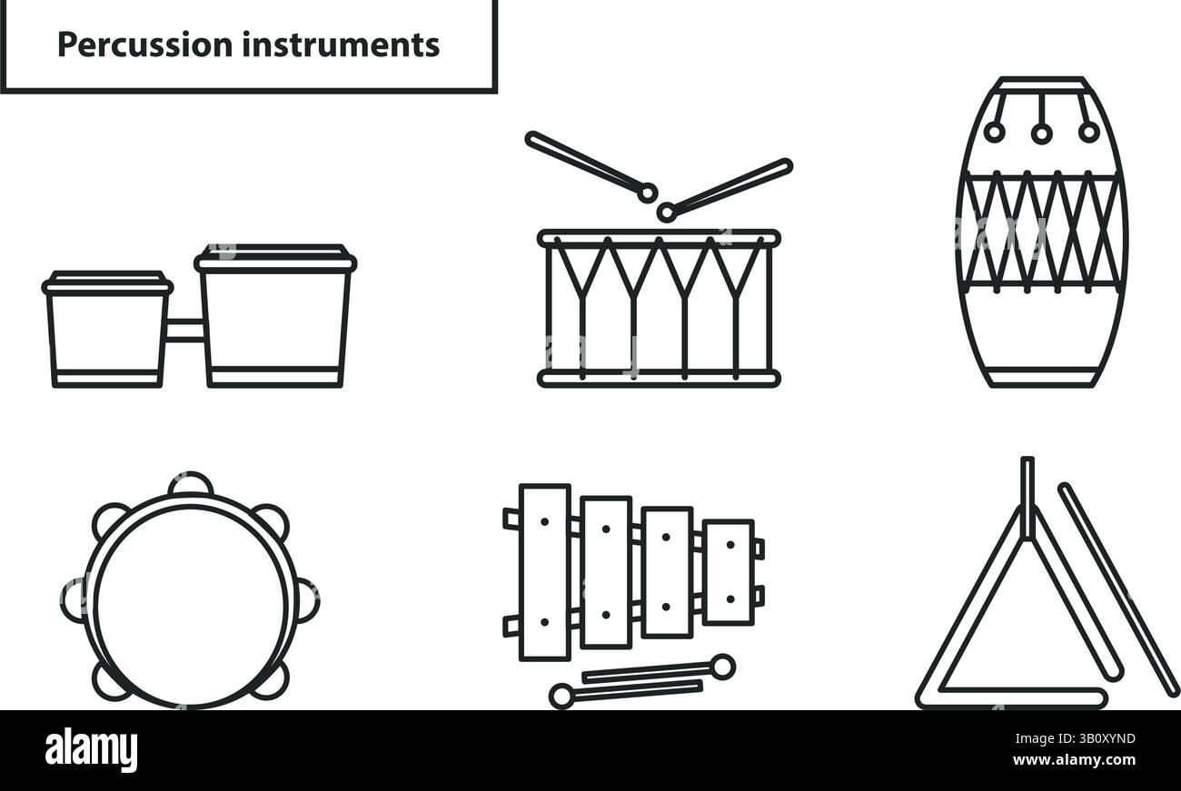 Percussion instruments collection. Vector illustration Stock Vector ...