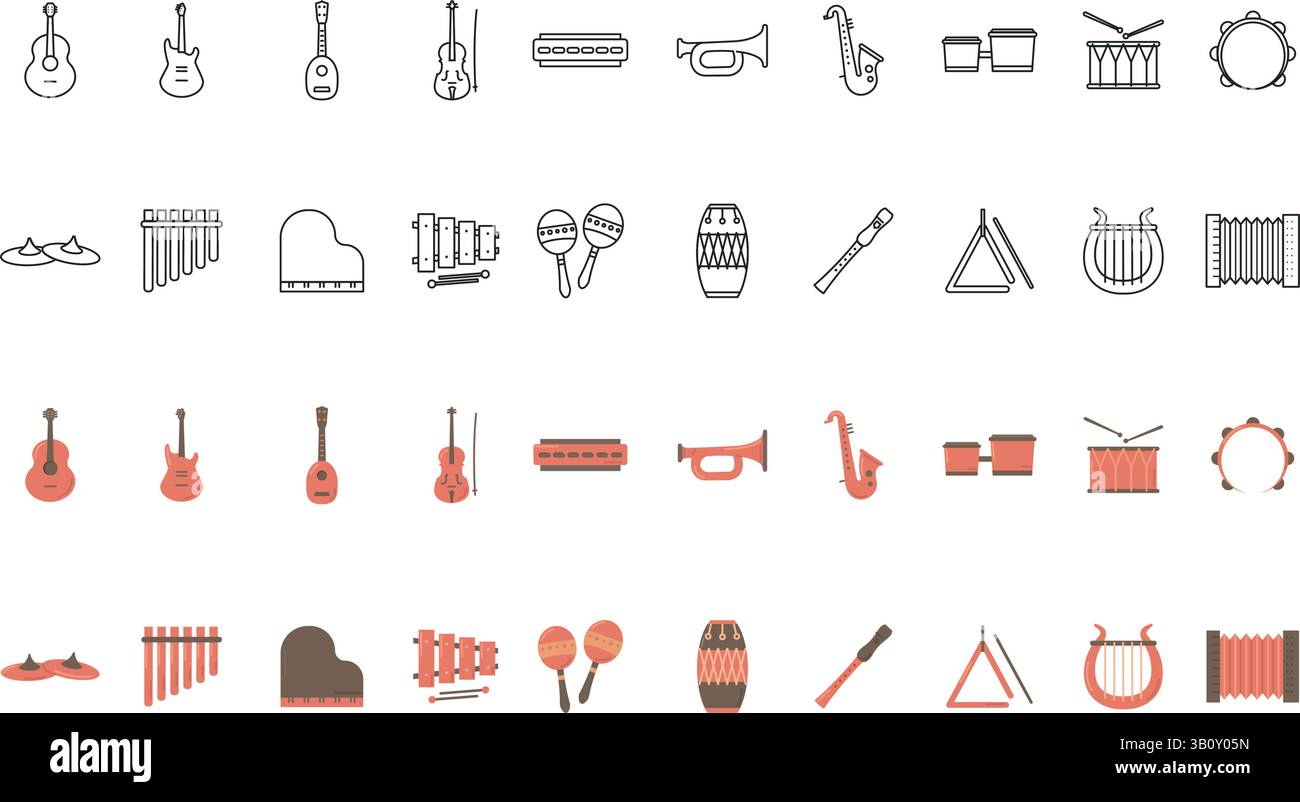 Music icons comparison set. Vector illustration Stock Vector