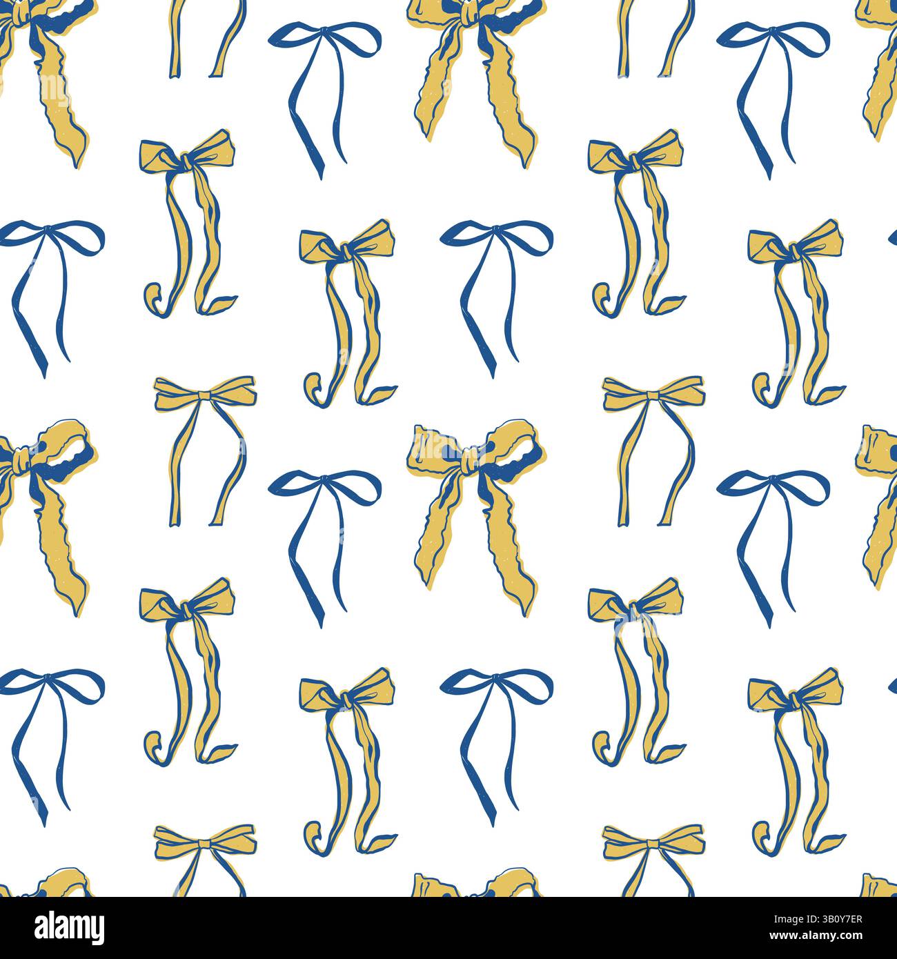 Ribbon bow seamless pattern vector coquettish girly print doodle hand ...