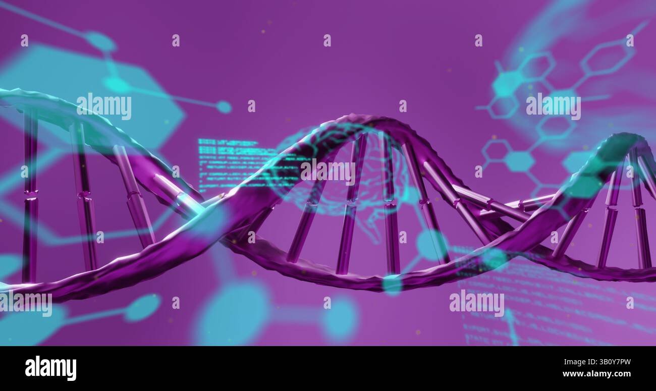 Image of dna strand over data processing Stock Photo - Alamy