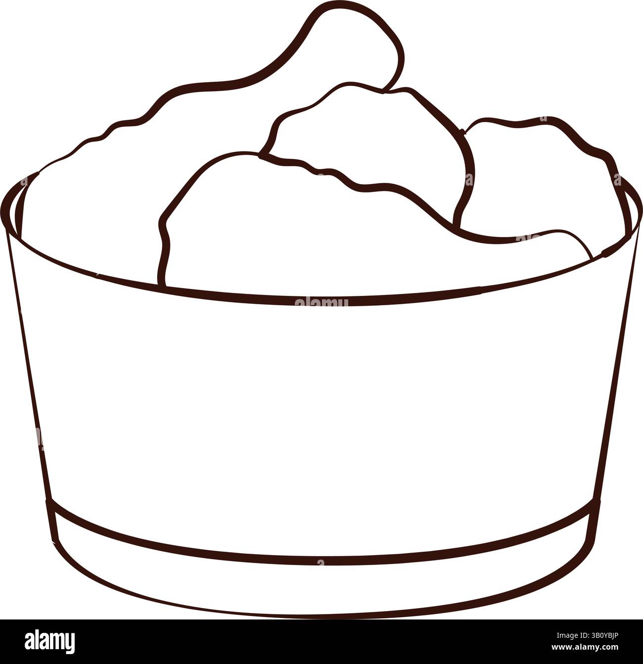 Fried chicken bucket line. Vector illustration Stock Vector