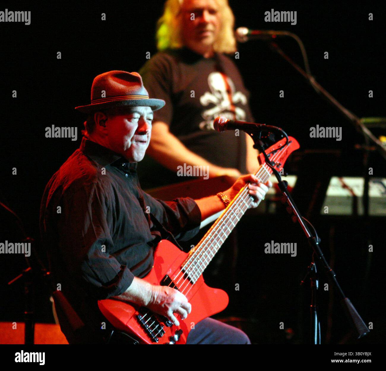 Sept. 11, 2010 - Las Vegas, Nevada, U.S. - STU COOK, one of the founding members of Creedence Clearwater Revival plays the base guitar during a performance of Creedence Clearwater Revisited. (Credit Image: © Barry Sweet/ZUMApress.com) Stock Photo
