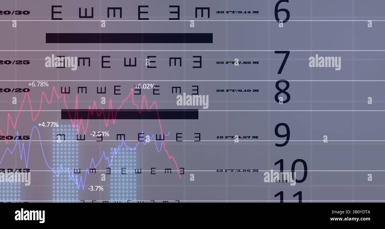 Image of data processing over letters and numbers Stock Photo