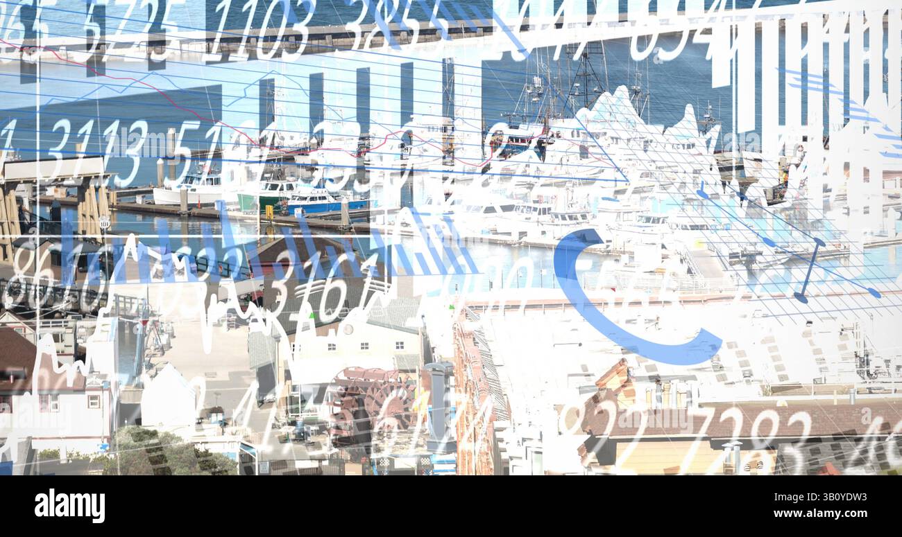 Image of data processing over numbers Stock Photo