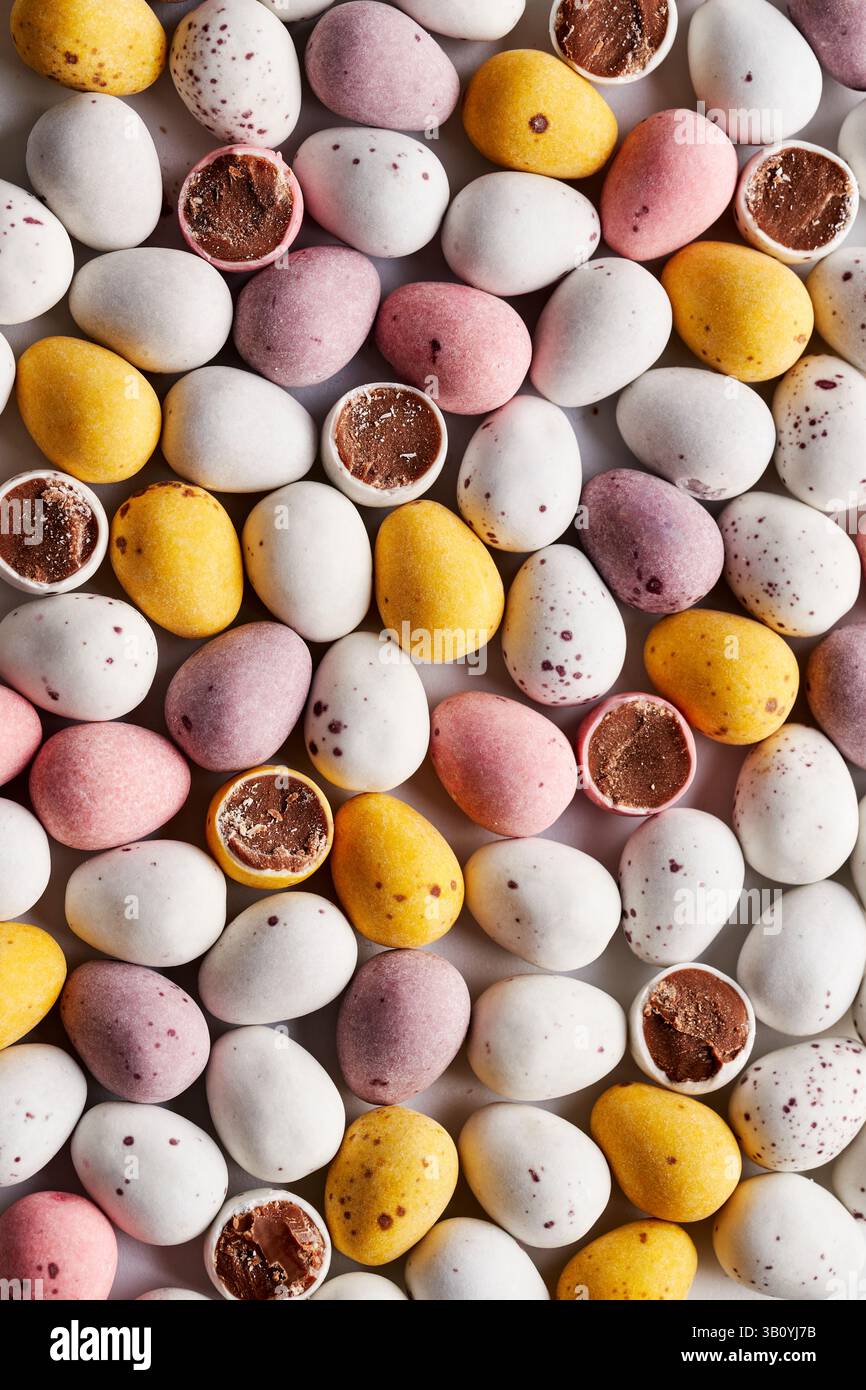Chocolate Eggs from Overhead Close Up Stock Photo