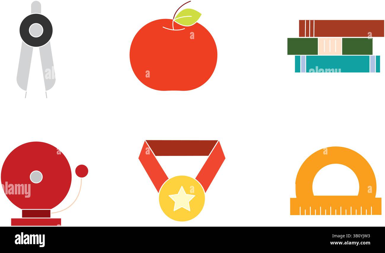 Collection of school related icons in flat and outlined styles with ...