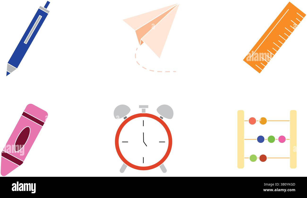Collection of school related icons in flat and outlined styles with ...