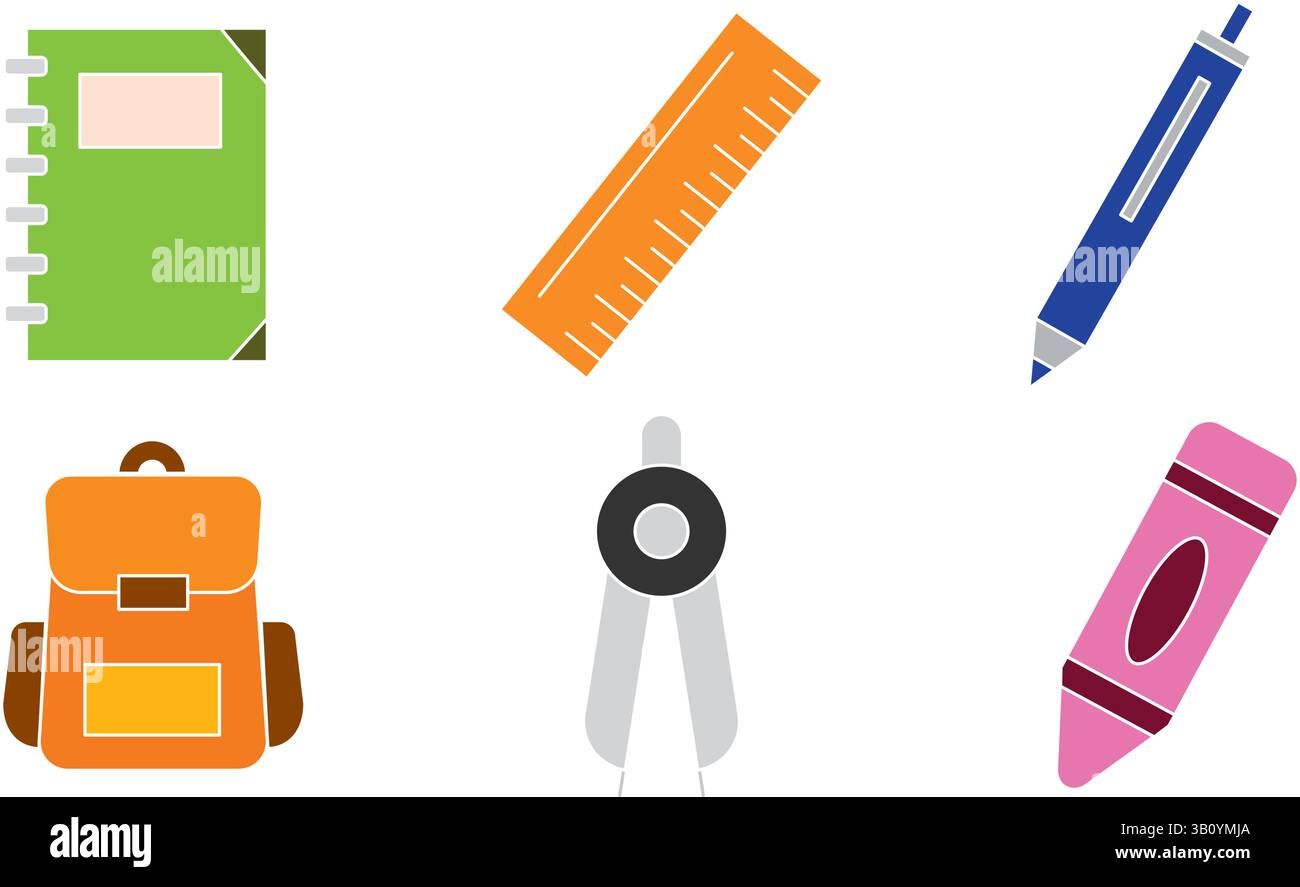 Collection of school related icons in flat and outlined styles with ...