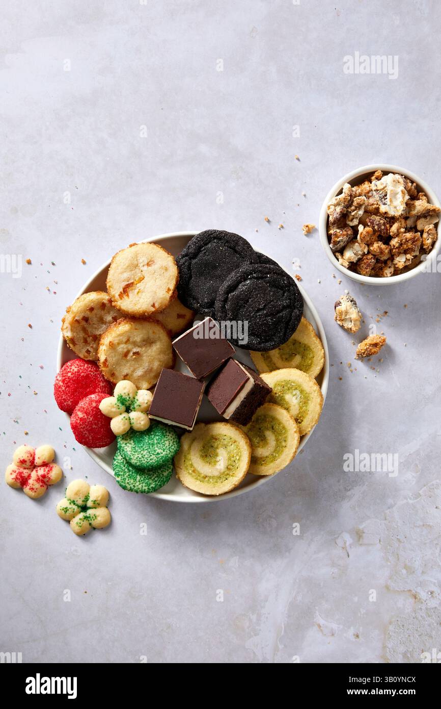 Christmas Cookie Plate on a Light Background Stock Photo