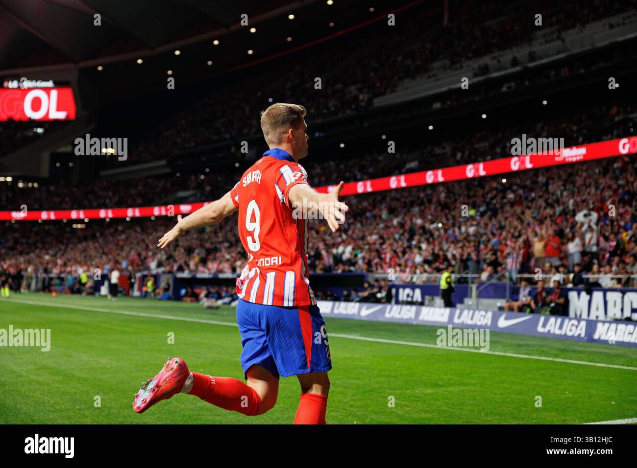 Alexander Sorloth seen celebrating after scoring goal during LaLiga EA ...