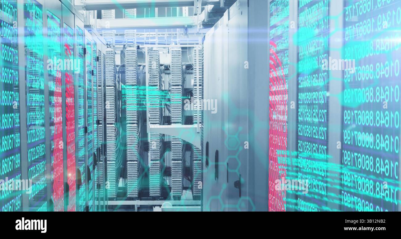 Image of data processing over servers Stock Photo