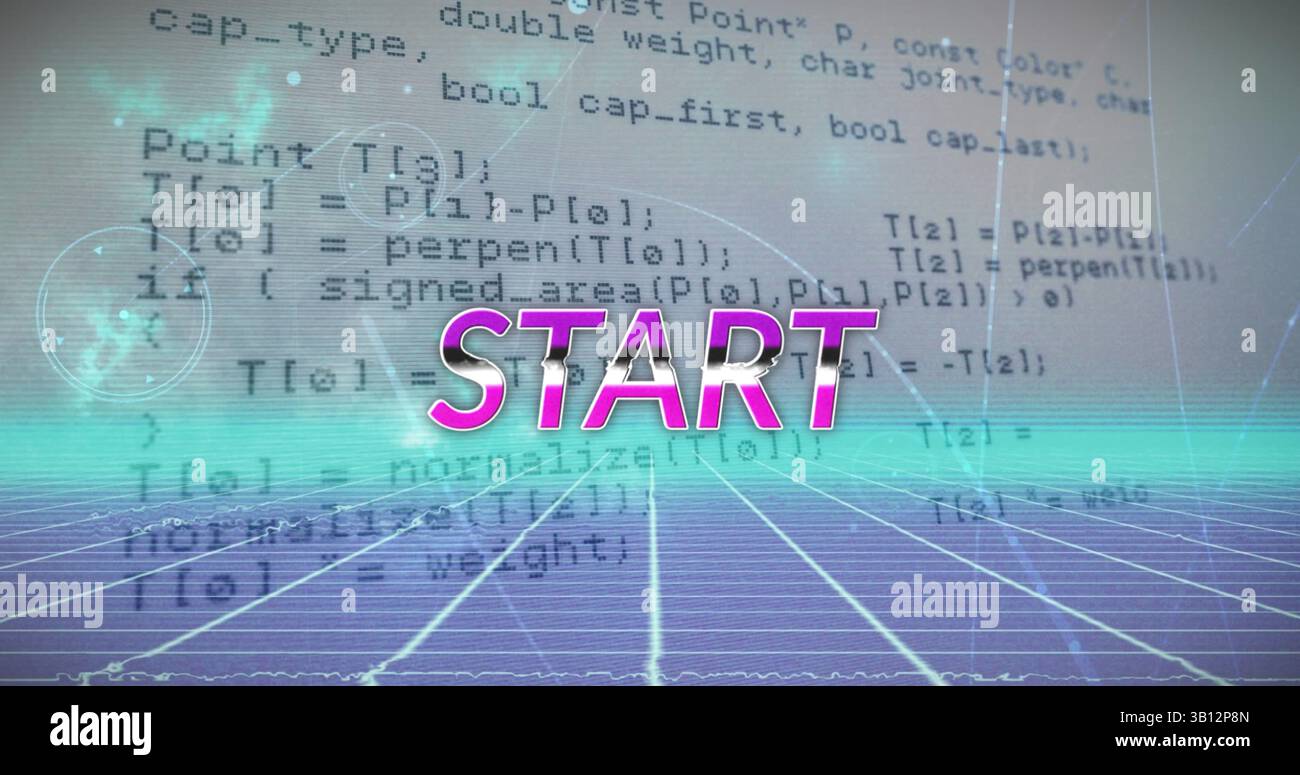 Image of start text over data processing and metaverse Stock Photo