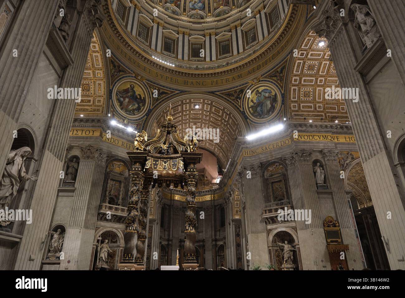 Saint Peter’s Basilica and Saint Peter’s Square at night during the ...