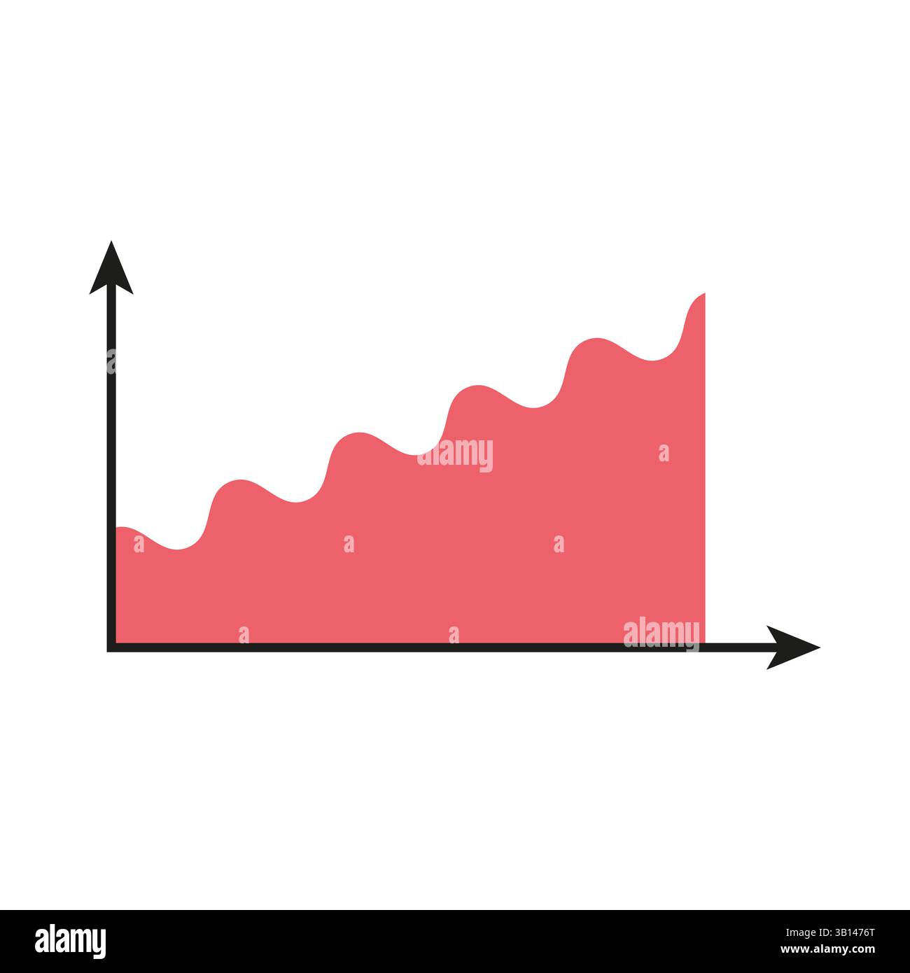 Rising graph icon. Pink data shape. Vector growth design. Arrow axis ...
