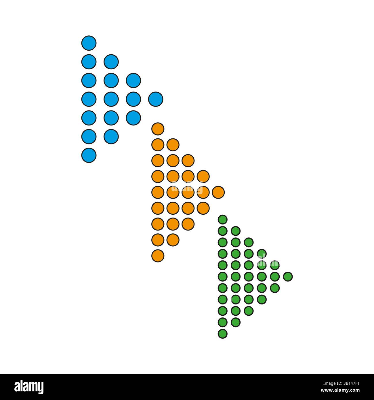 Dotted arrow icons. Directional point shape. Vector dot pattern ...
