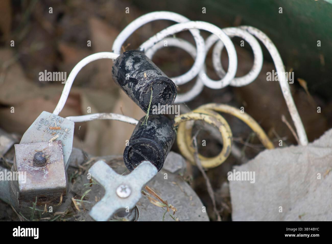 internal curled wires underground Stock Photo