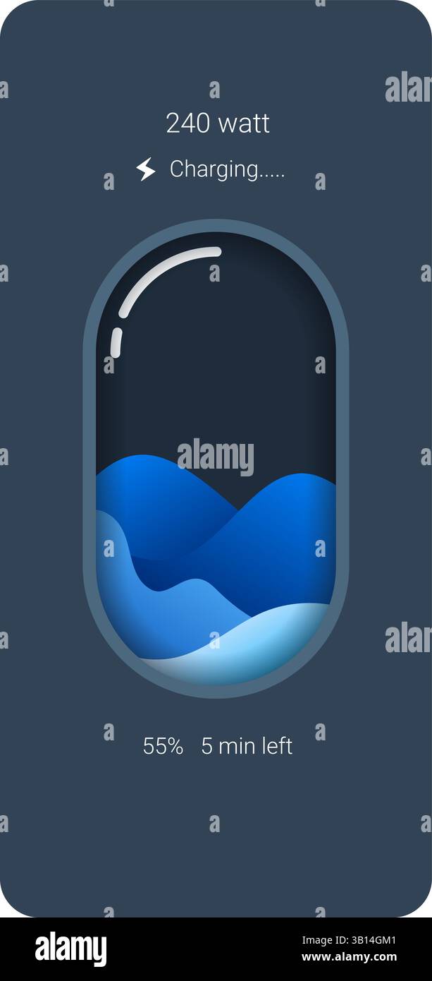 Modern battery charging animation concept featuring a capsule-style ...