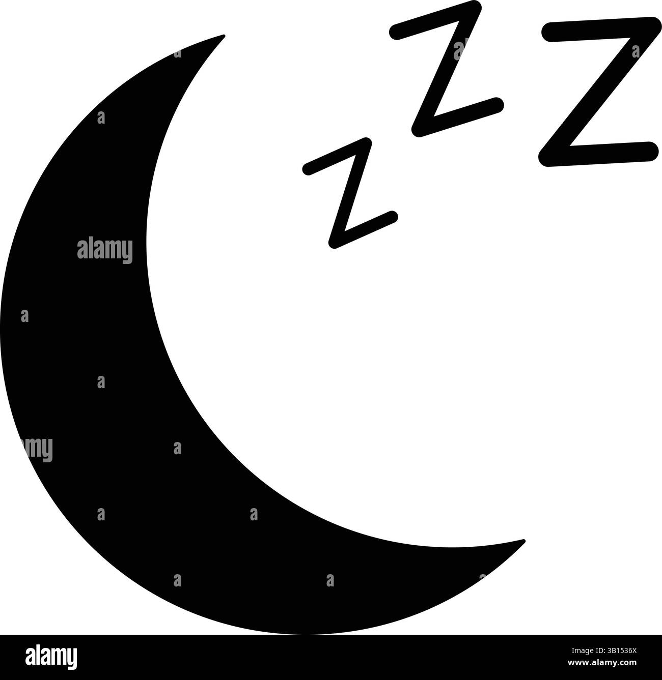 Sleep Icon Vector or Crescent Moon with zzz Symbol for Night, Rest, or Bedtime Designs Stock Vector