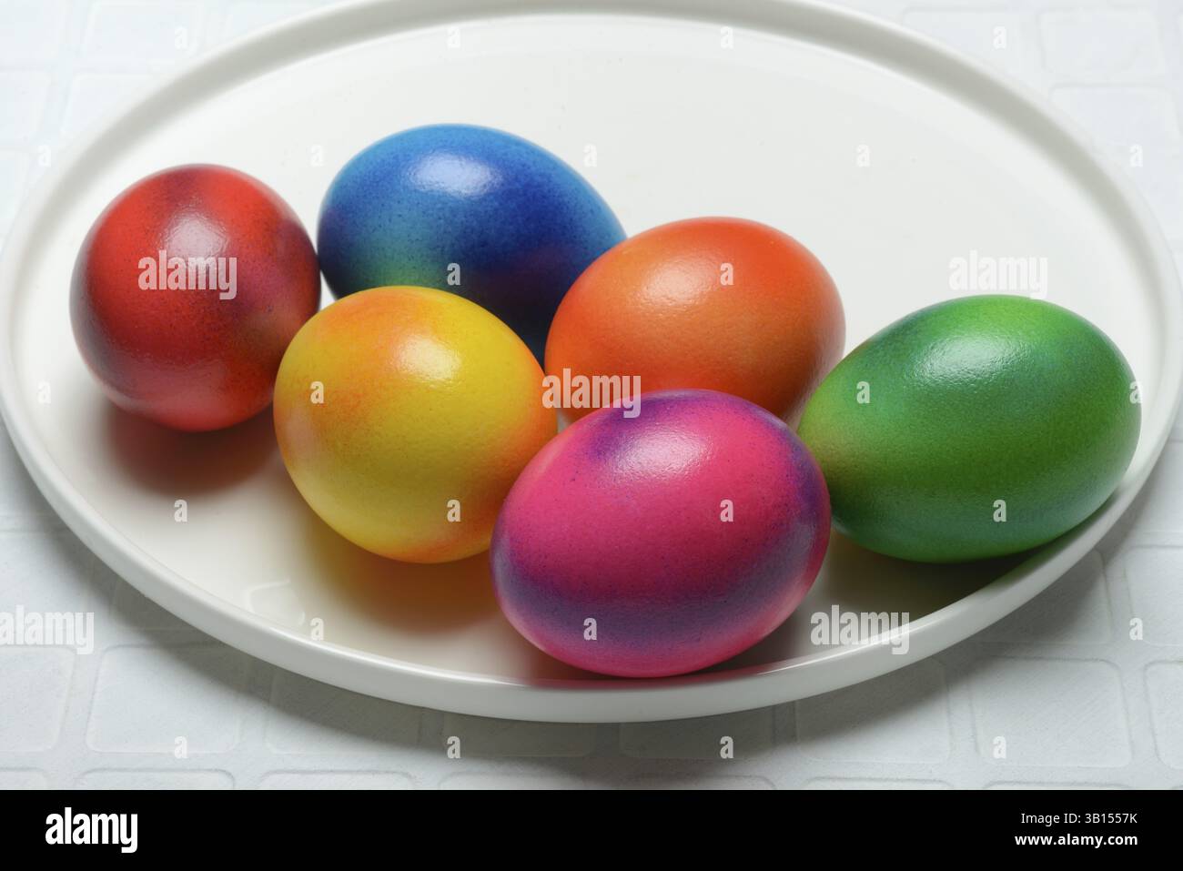 Coloured eggs on plate, Easter, Easter festival Stock Photo