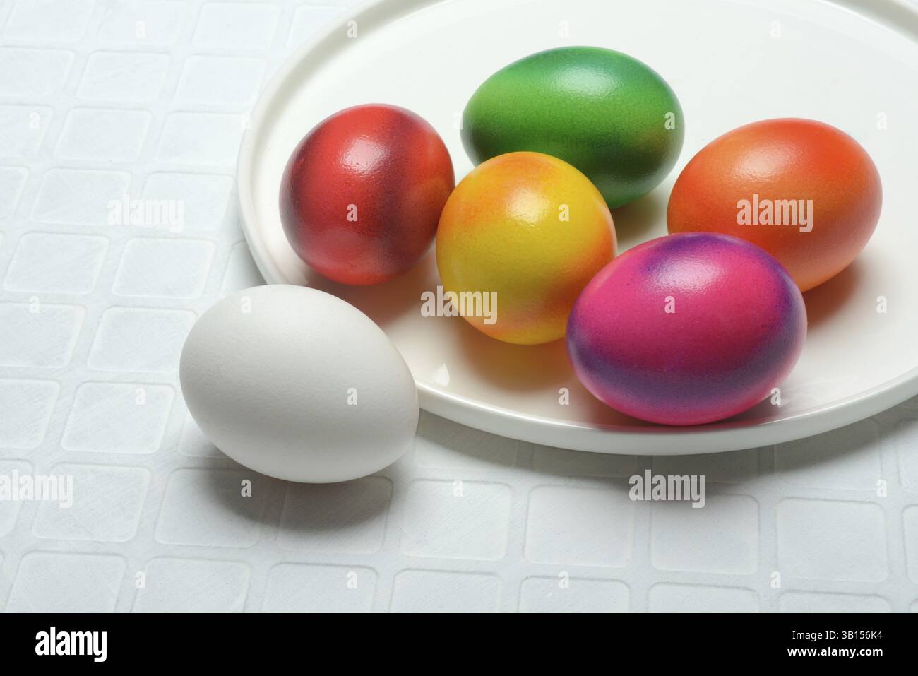Coloured eggs on plate, Easter, Easter festival Stock Photo