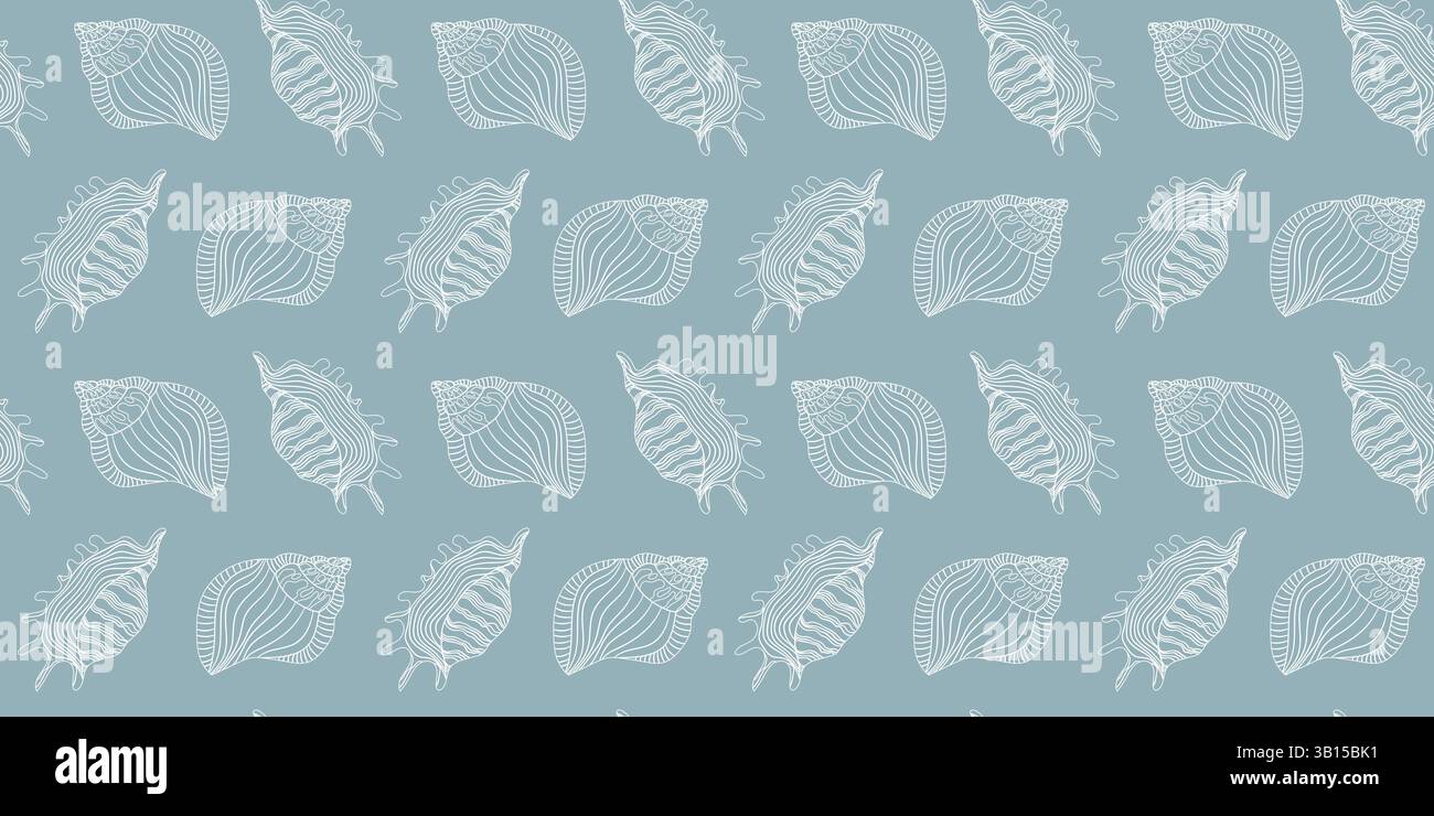 Sea shells, fossils and mollusks seamless pattern Stock Vector
