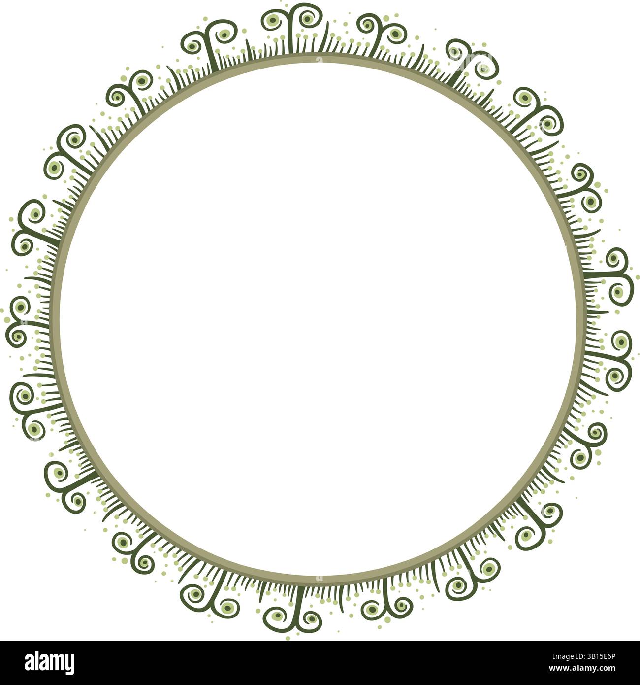 Illustration made with schematic lines on a white background creating a circular border. Stock Vector