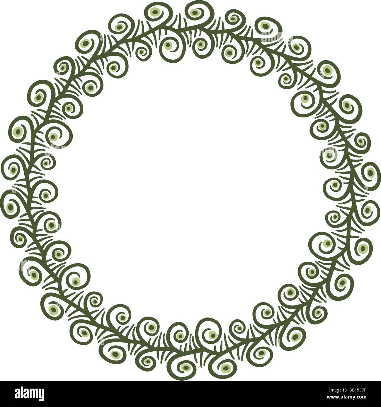 Illustration made with schematic lines on a white background creating a circular border. Stock Vector