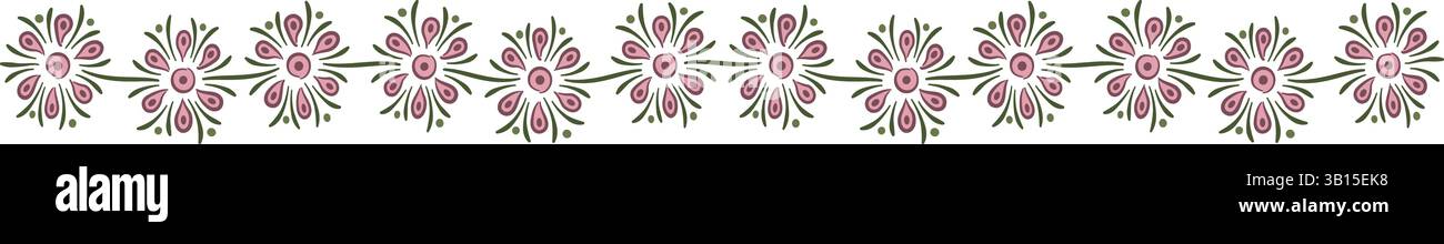 Illustration made with flowers on a white background creating a linear ...