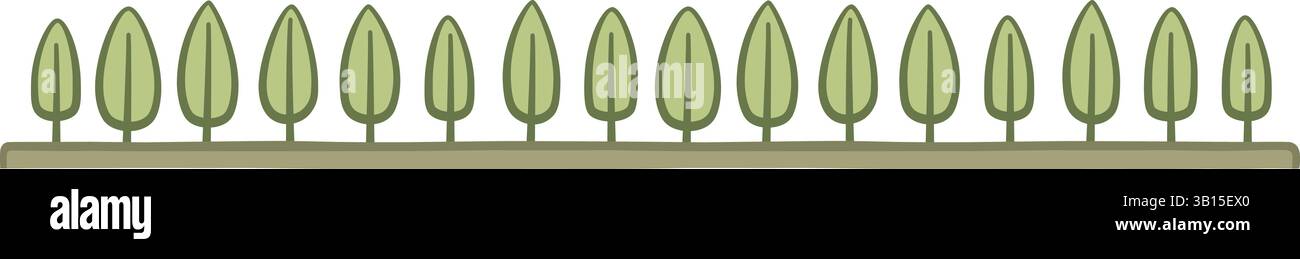 Illustration made with leaves on a white background creating a linear border. Stock Vector