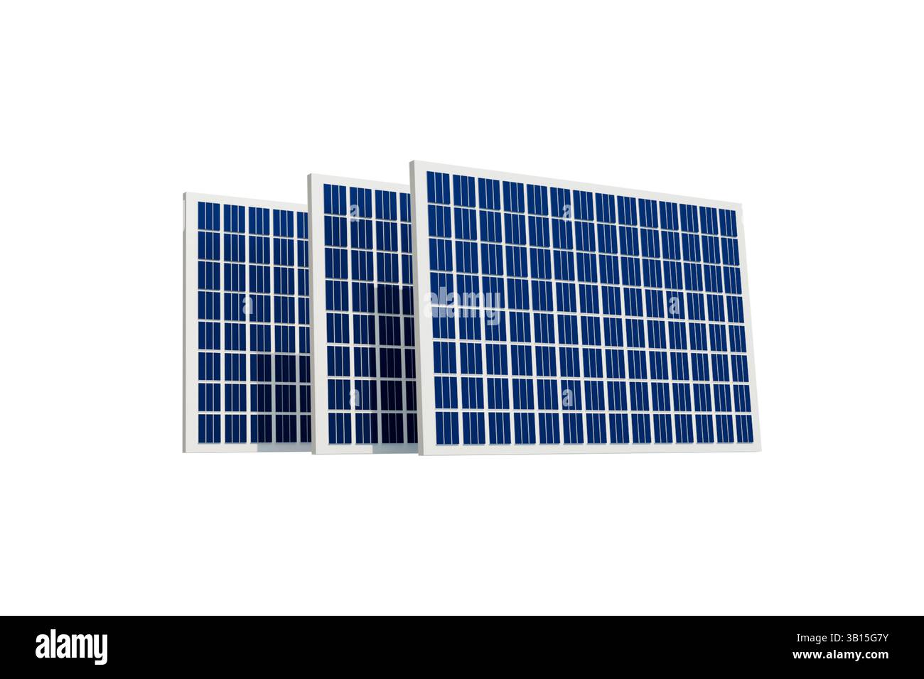 3D model of solar panel on white background, eco energy, energy efficiency Stock Photo