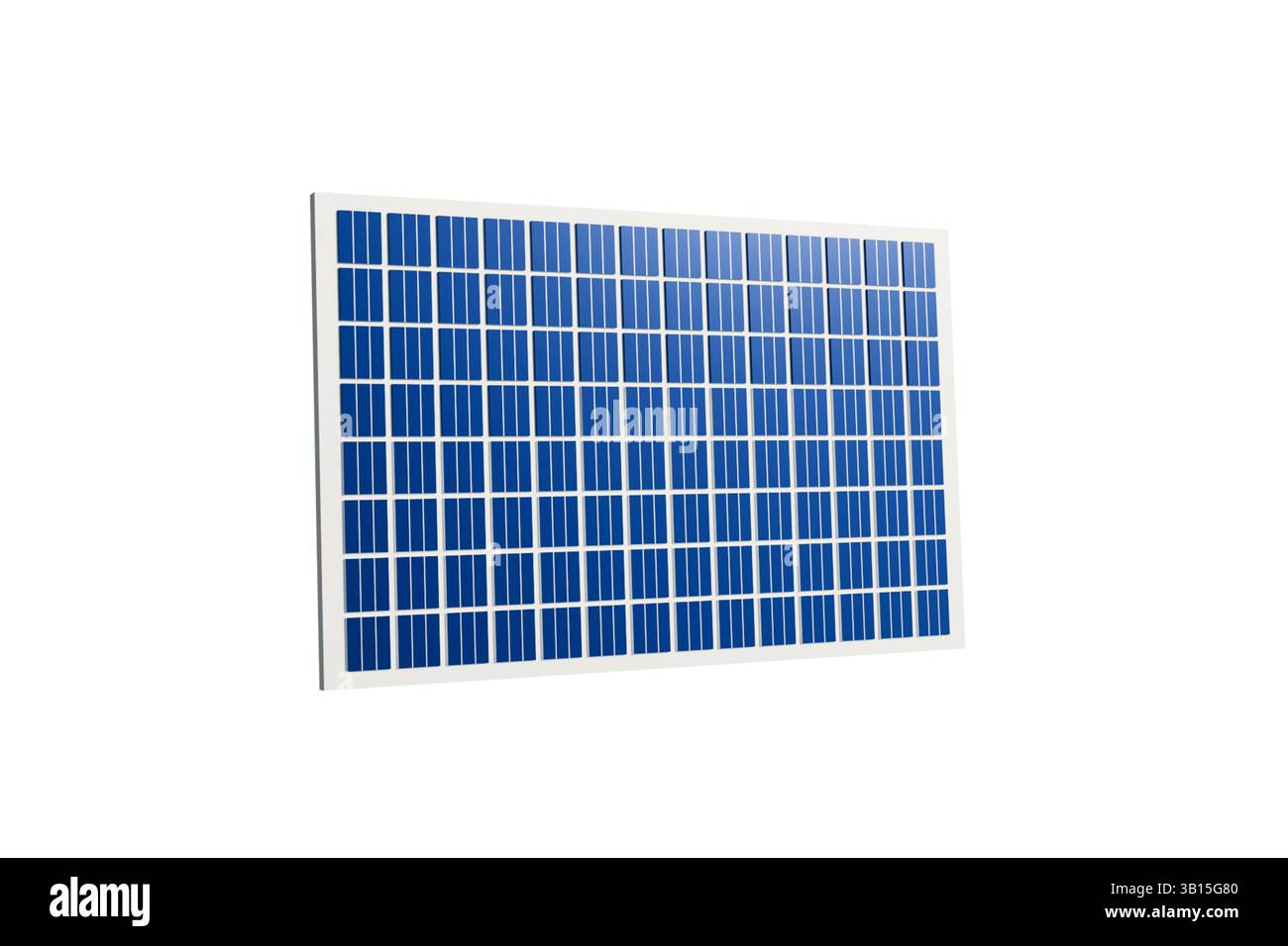 3D model of solar panel on white background, eco energy, energy efficiency Stock Photo