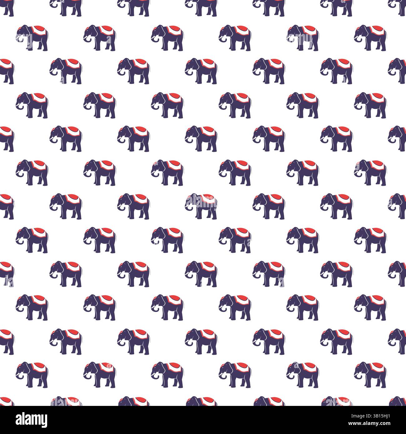 Royal Elephants Parade Seamless Pattern Stock Vector