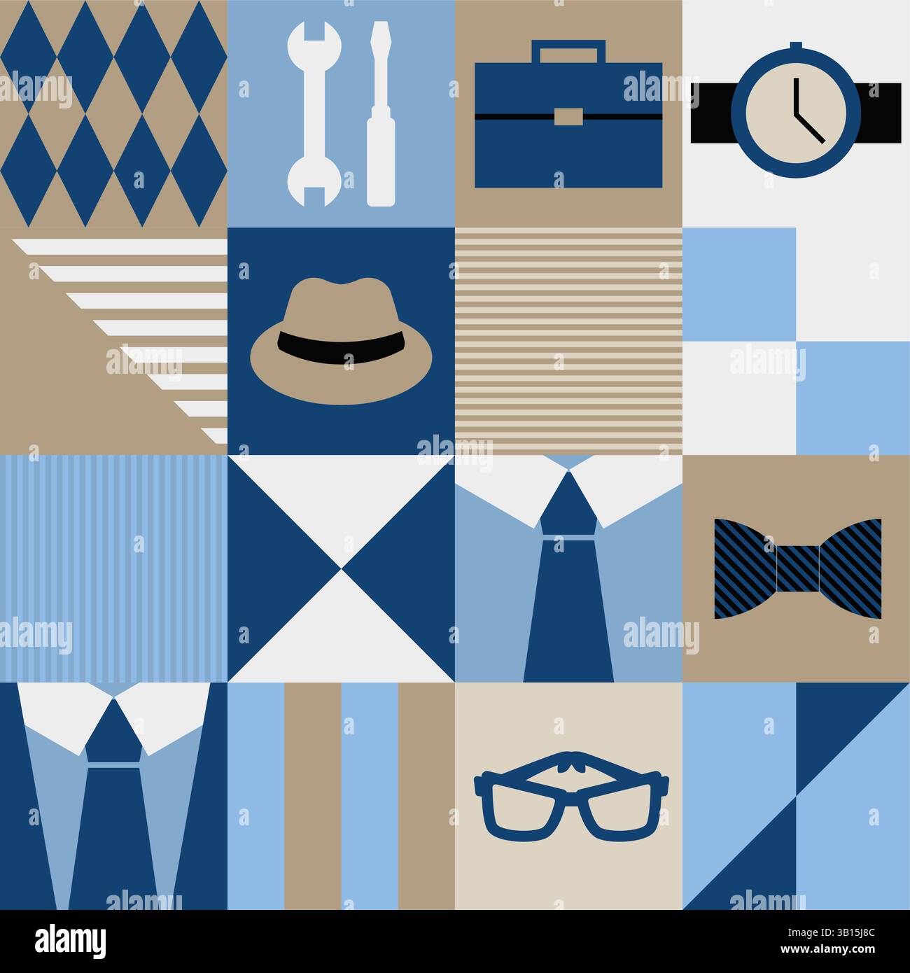 Fathers Day Patchwork Pattern vector Stock Vector