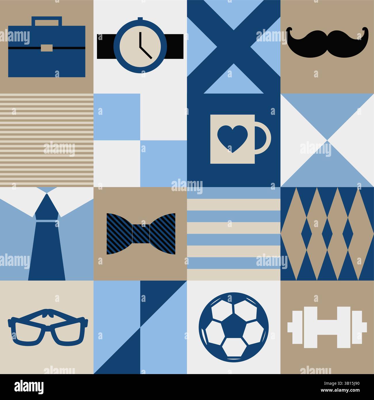 Fathers Day Patchwork Pattern vector Stock Vector