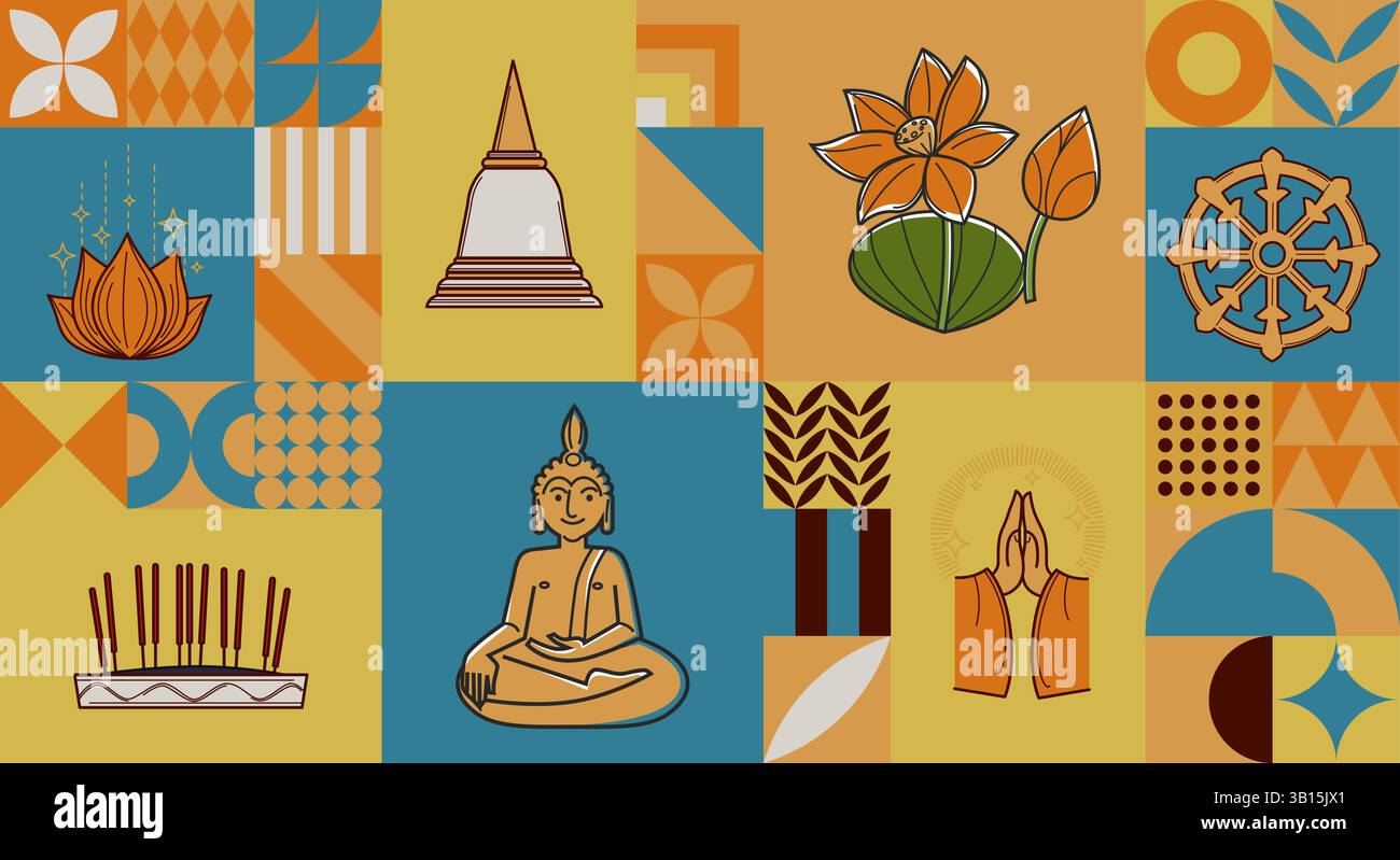 Geometric Vesak Day Background vector Stock Vector
