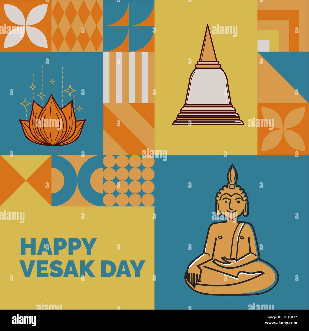 Geometric Vesak Day Background vector Stock Vector