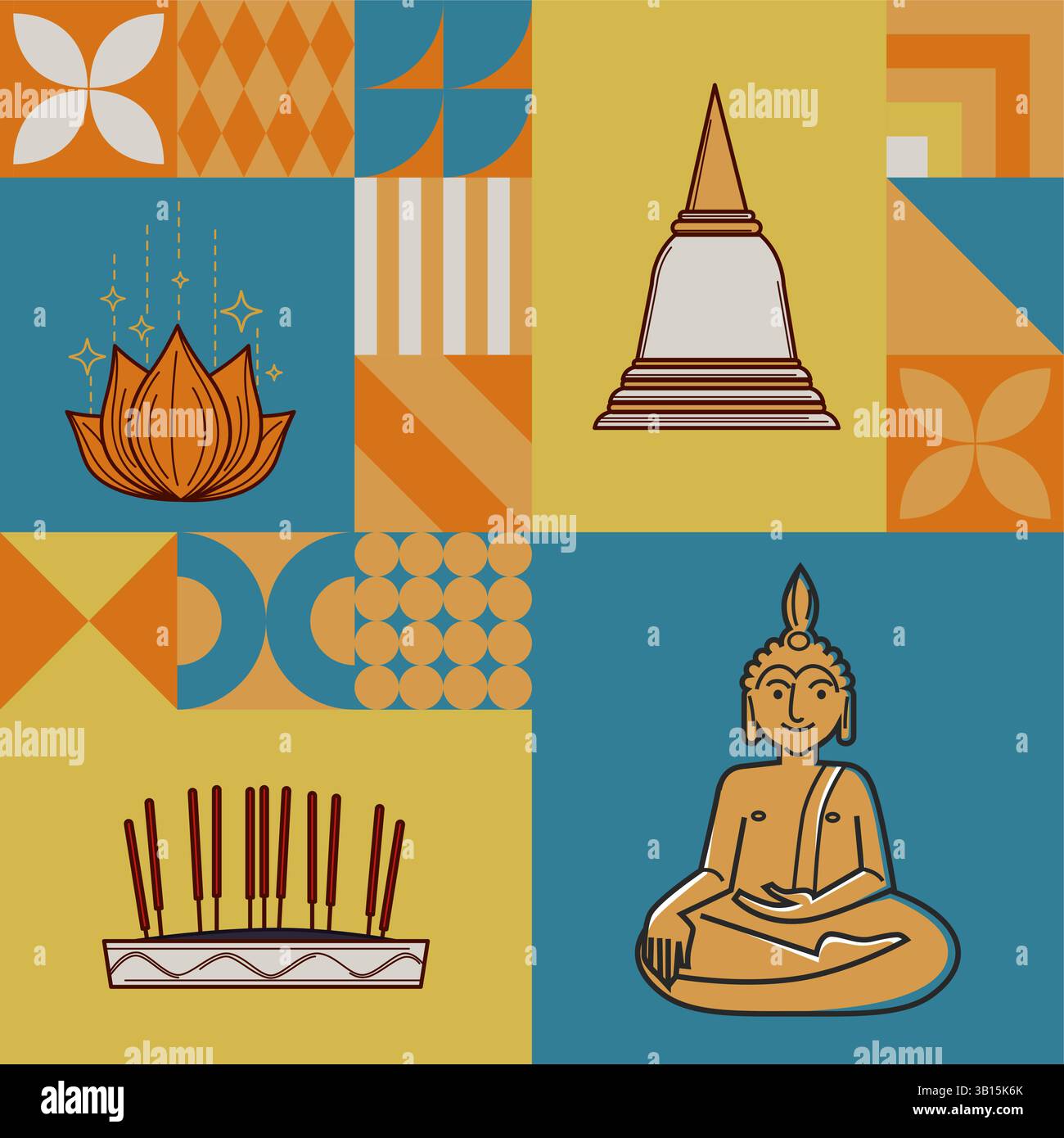 Geometric Vesak Day Background vector Stock Vector