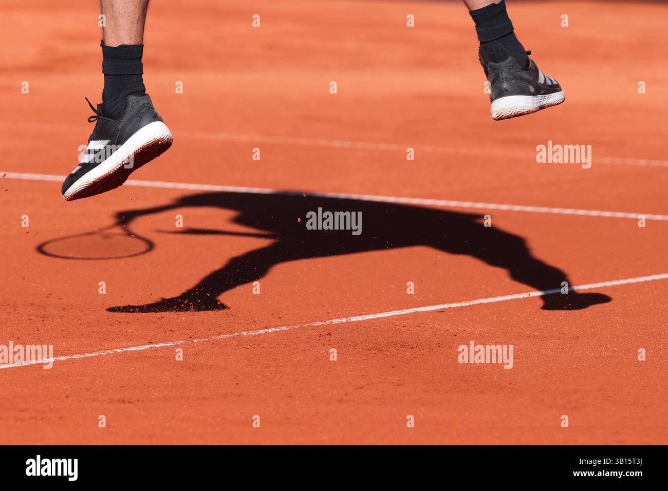 Feet and shadow of tennis player Alexander Zverev (GER) during a a ...