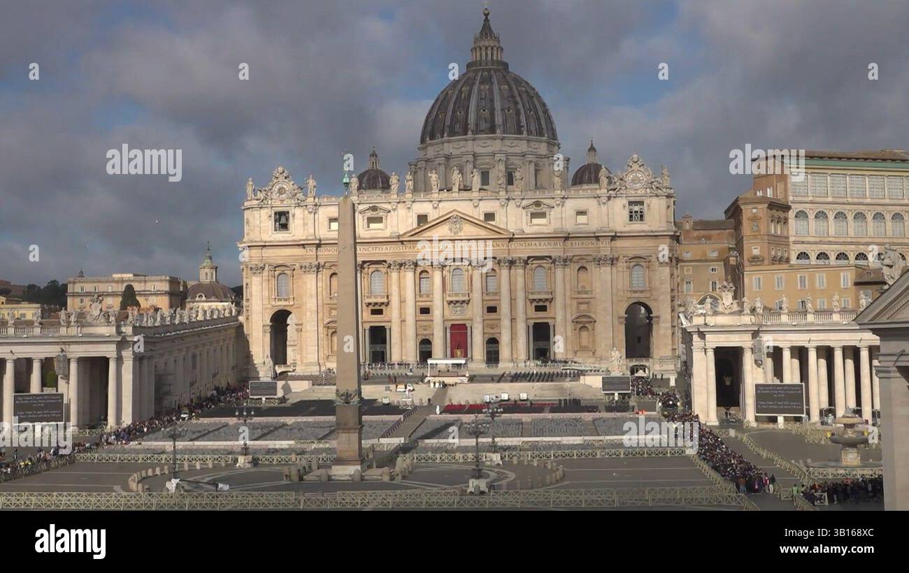 Mourners in a queue to enter St Peter's Basilica in the Vatican City