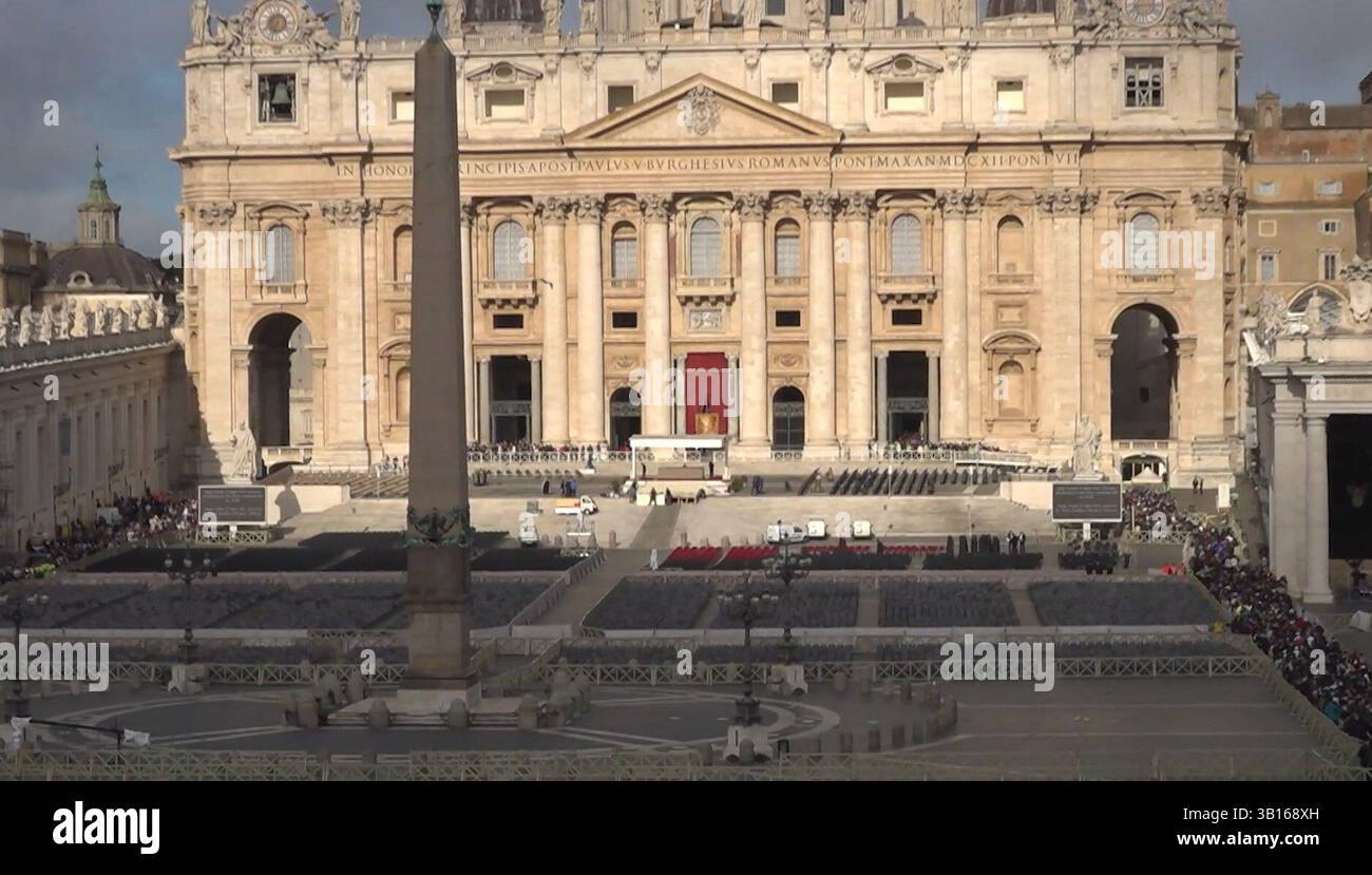 Mourners in a queue to enter St Peter's Basilica in the Vatican City
