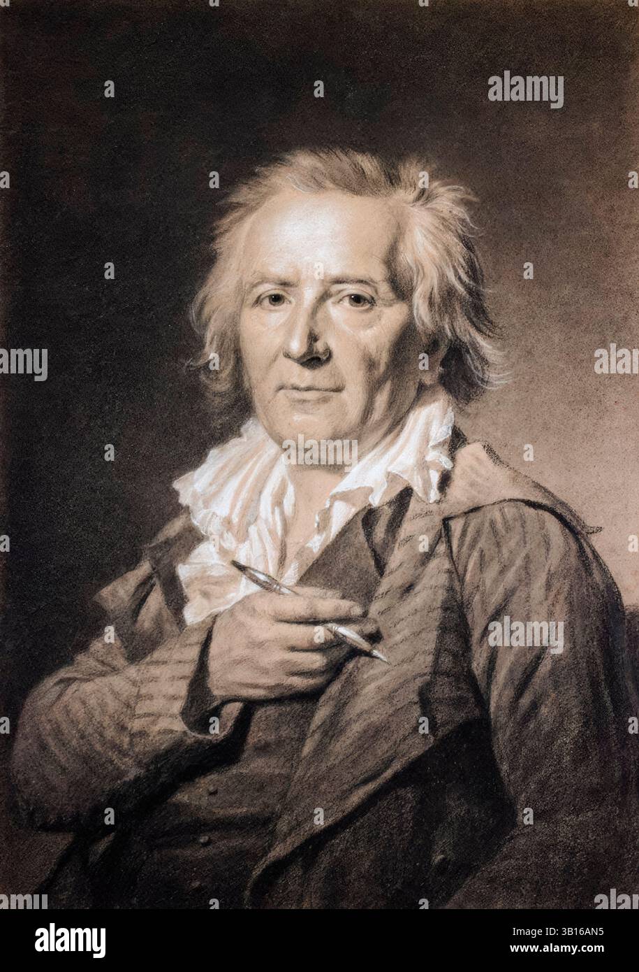 Portrait drawing of the French rococo painter Jean-Honoré Fragonard ...