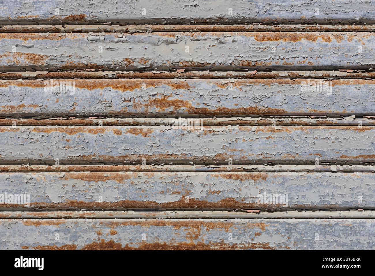 Rusty Painted Metal Panels with Peeling Texture Stock Photo