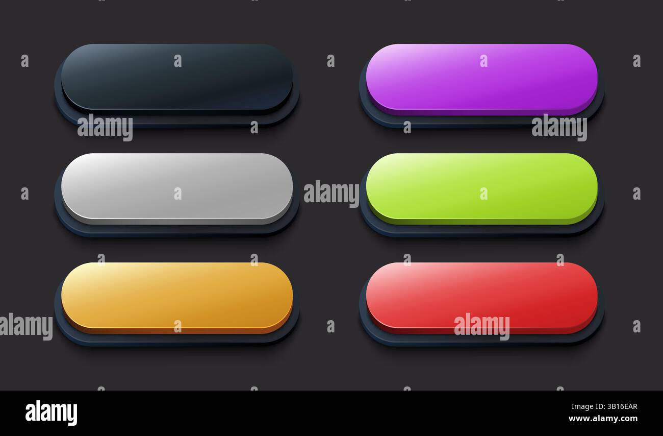 Collection of colored buttons, frame label, event web bar, buttons with ...