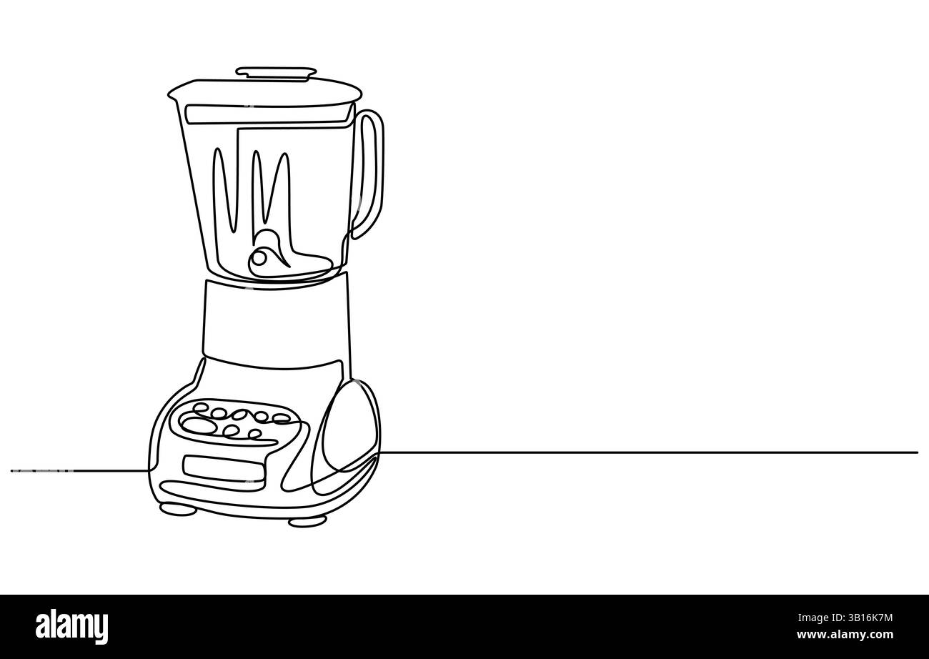 Blender Smoothie Maker Food Processor continuous one line art drawing Stock Vector