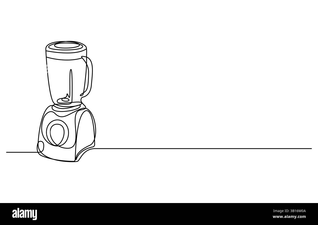 Blender Smoothie Maker Food Processor continuous one line art drawing Stock Vector