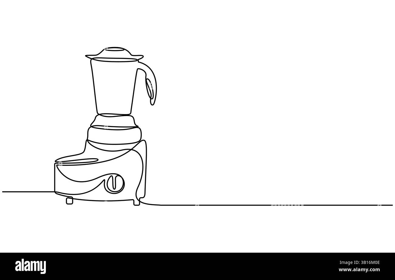 Blender Smoothie Maker Food Processor continuous one line art drawing Stock Vector