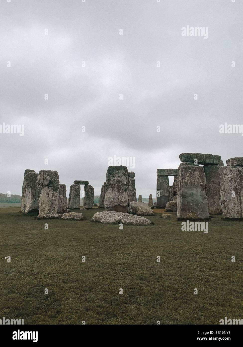 Moody Stonehenge with Dramatic Sky – Ancient Stone Circle in Atmospheric Light - Smartphone Captured Stock Image