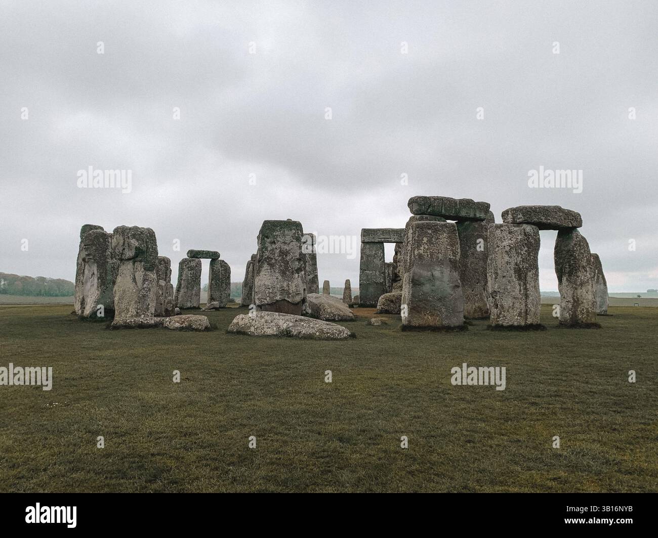 Moody Stonehenge with Dramatic Sky – Ancient Stone Circle in Atmospheric Light - Smartphone Captured Stock Image