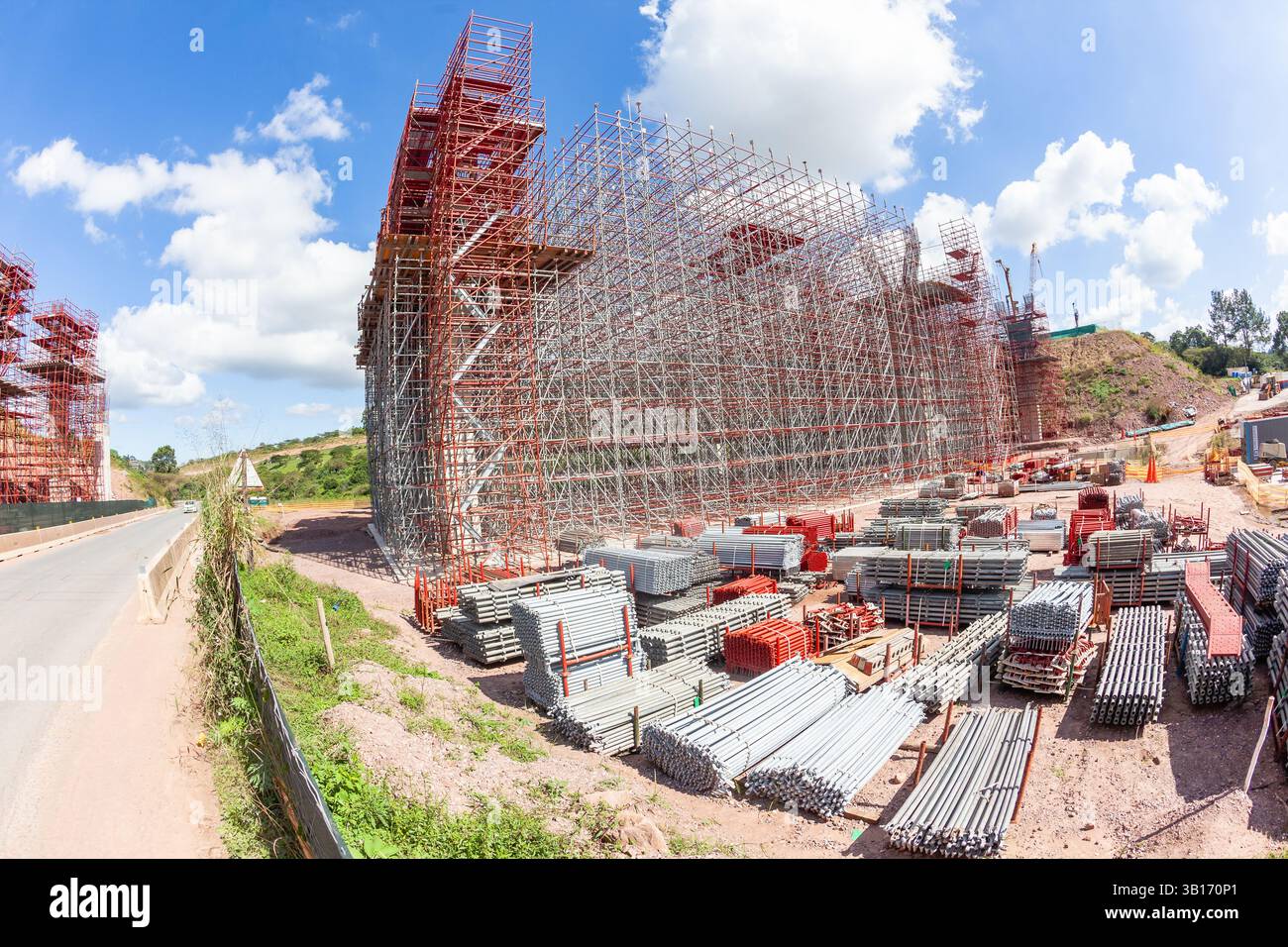 Support Contruction New High Elevated Highway Bridge contruction in progress with ...